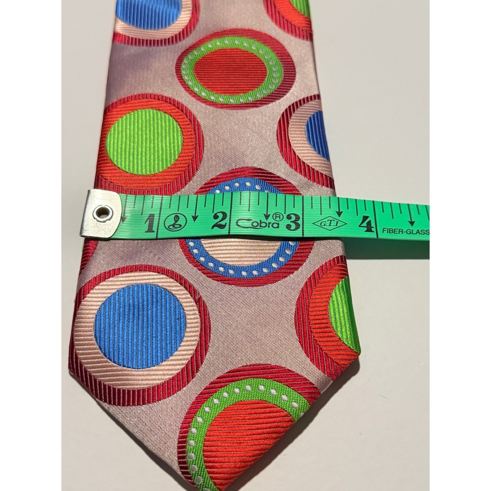 Verse 9 Silk Tie Textured Multicolor Geometric Circle Maurizio Design Statement - Picture 6 of 8